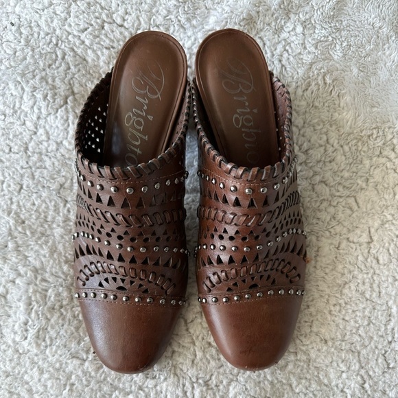 Brighton Manet leather studded slip on heeled mules - Picture 2 of 10